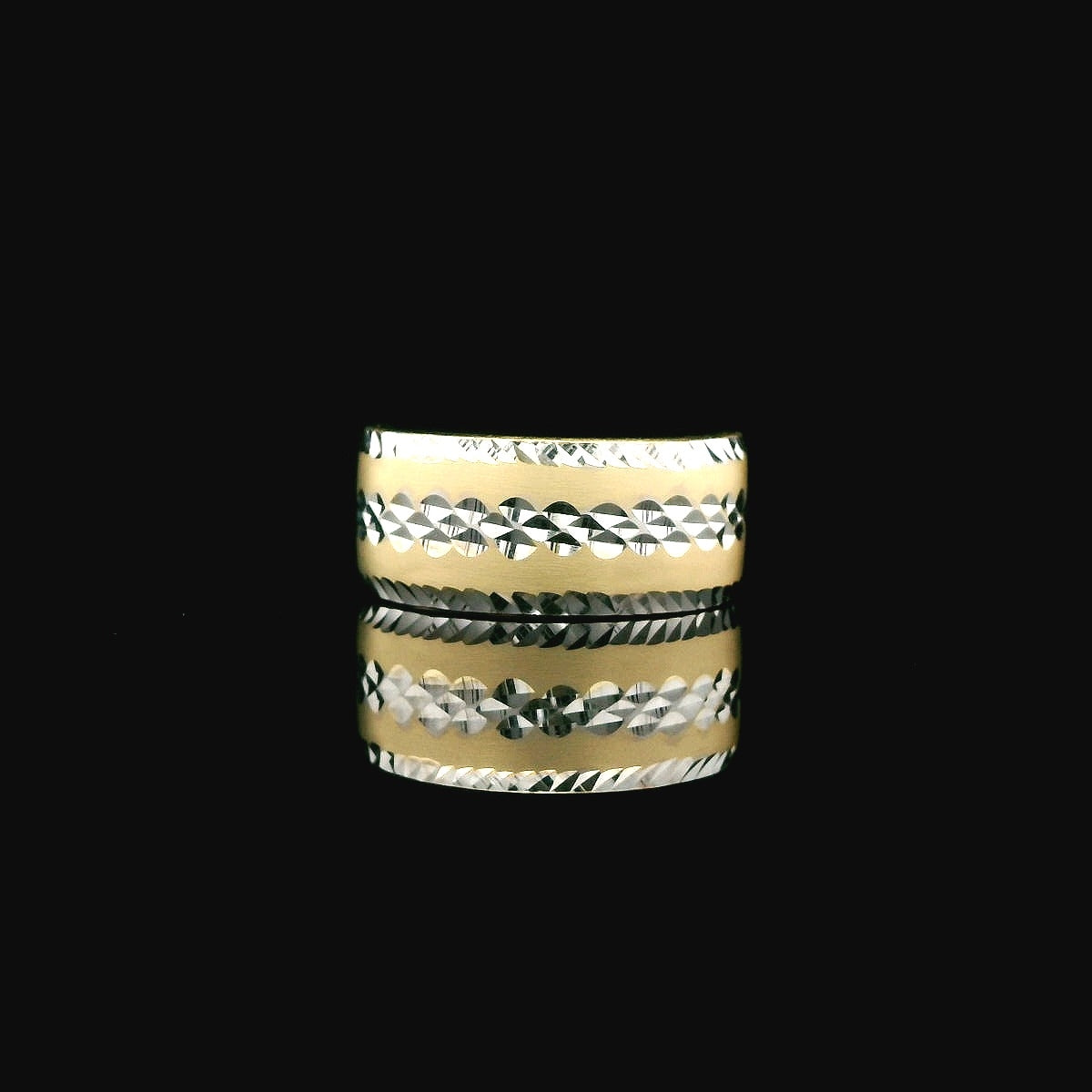 14K Yellow Gold Ring with Diamond-Cut Rows
