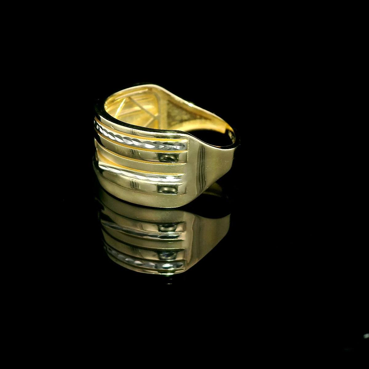 14K Two-Tone Diamond-Cut Stackable Look Ring