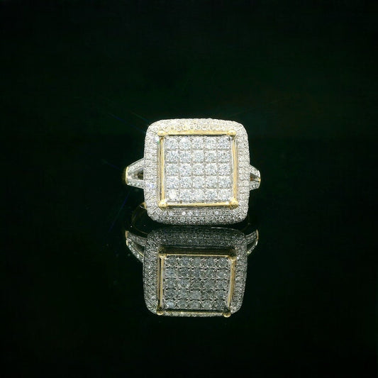14K Yellow Gold 1.50 CTW Square Pave Diamond Ring