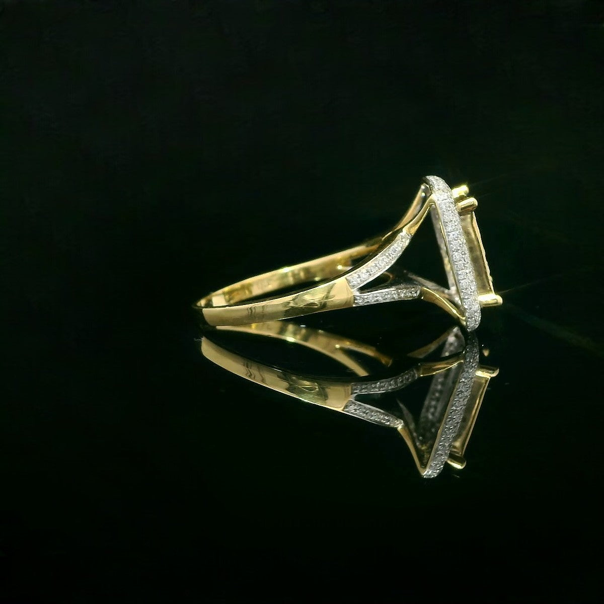 14K Yellow Gold 1.50 CTW Square Pave Diamond Ring