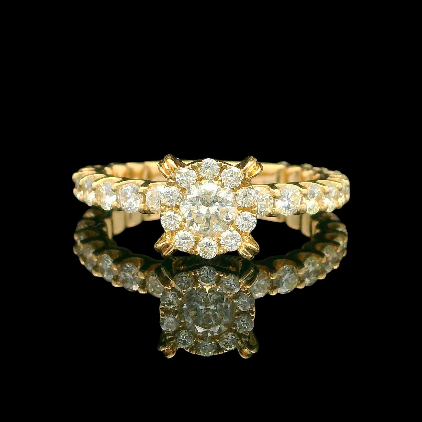 14K Gold Diamond Cluster Eternity Ring 2.25 CTW