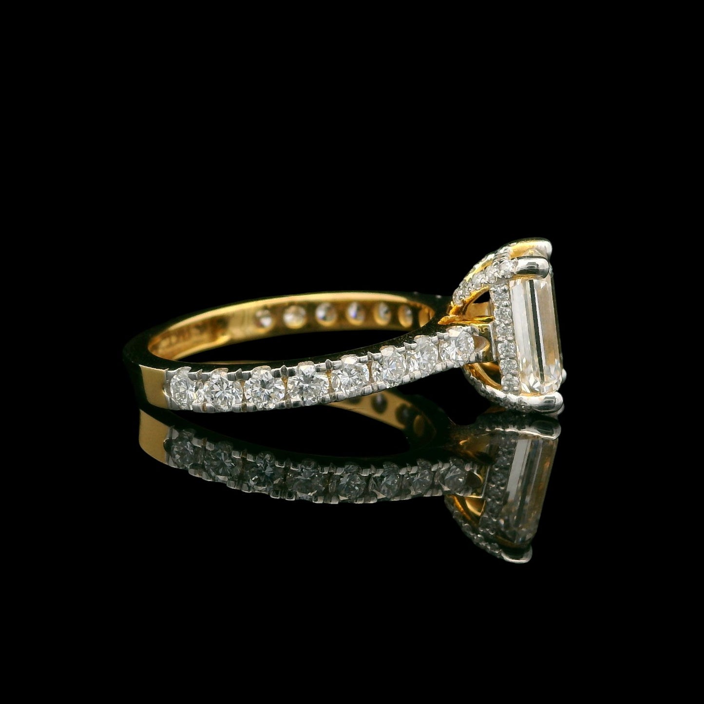 EGL-Certified 14K Yellow Gold 3.01 CTW Emerald-Cut Diamond