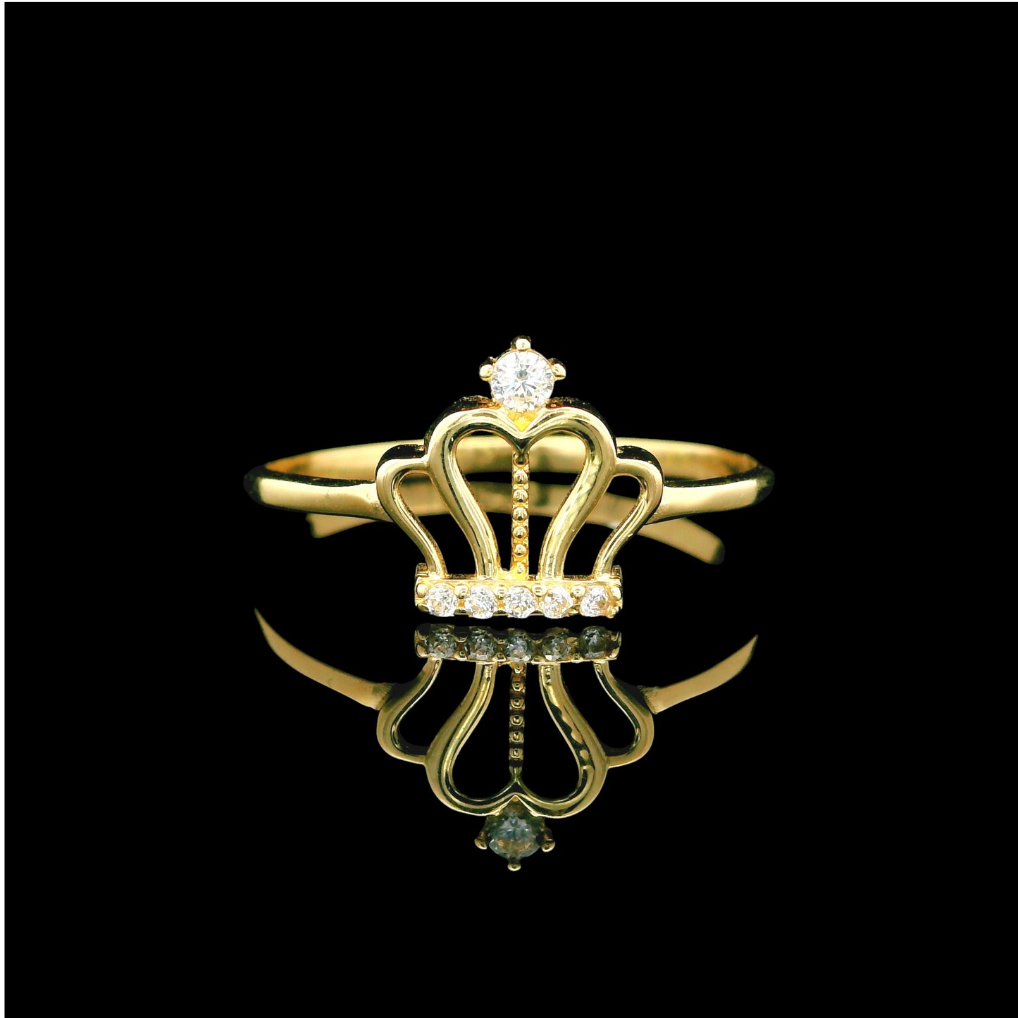 14K Gold Cutout Crown Ladies Ring