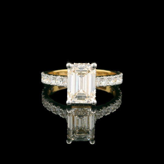 EGL-Certified 14K Yellow Gold 3.01 CTW Emerald-Cut Diamond