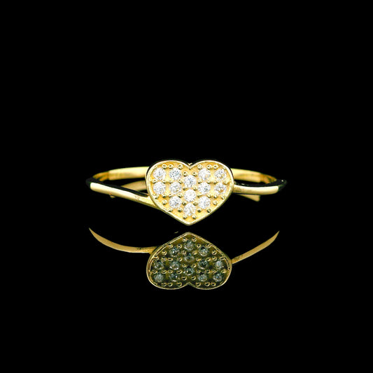 14K Mini Heart CZ Ring Dainty Stackable Heart - 5mm