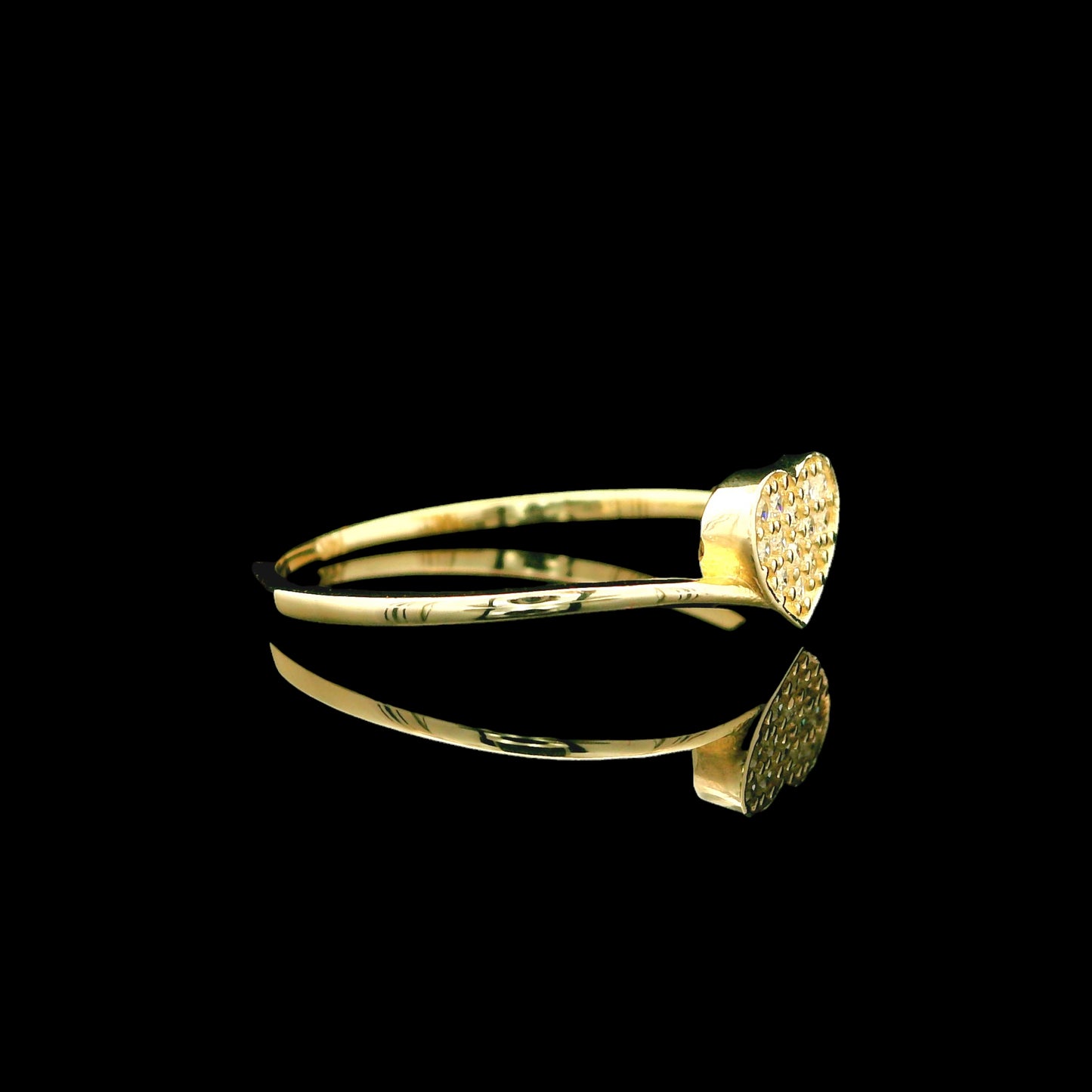 14K Mini Heart CZ Ring Dainty Stackable Heart - 5mm