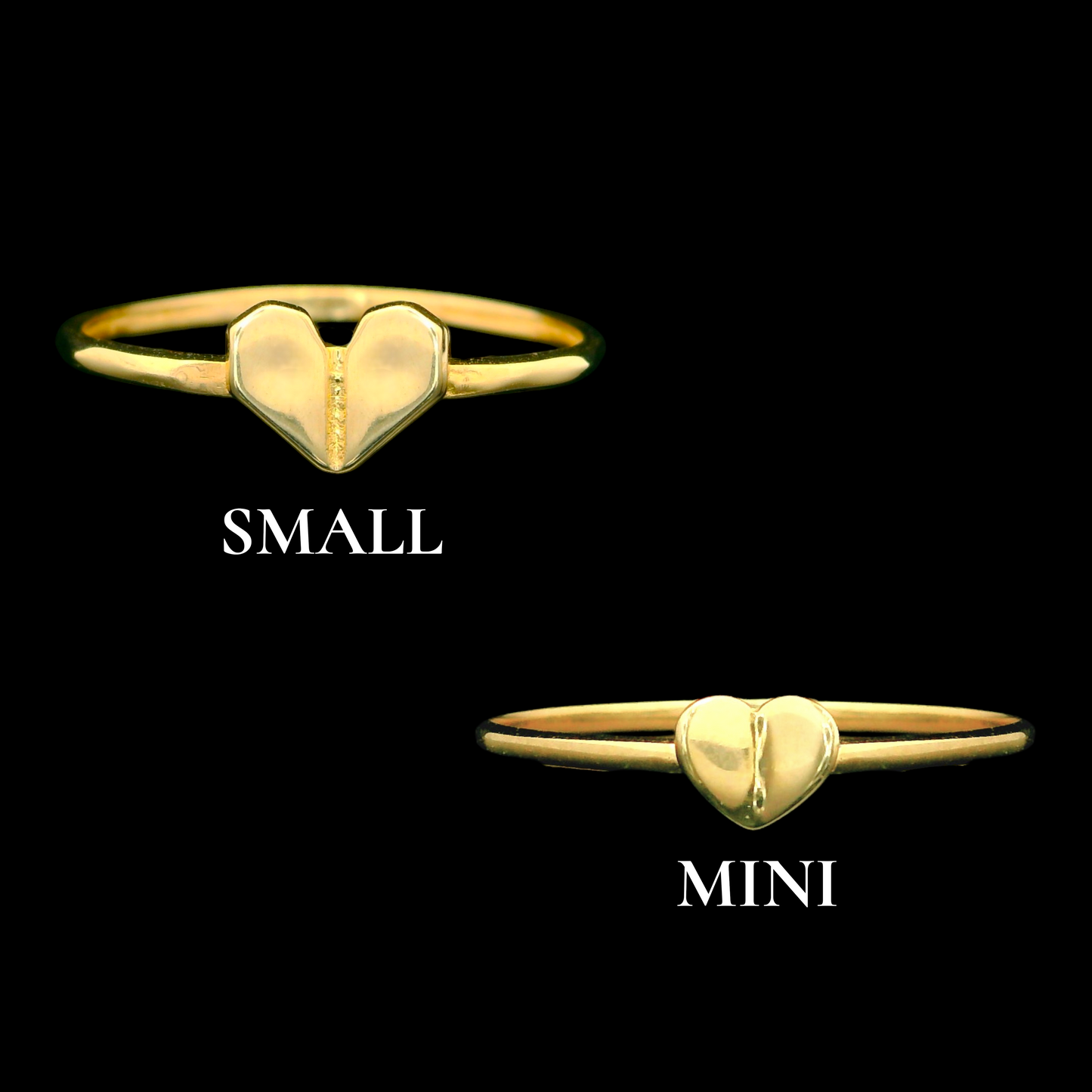 14K Solid Gold Mini Heart Ring (2 Sizes)