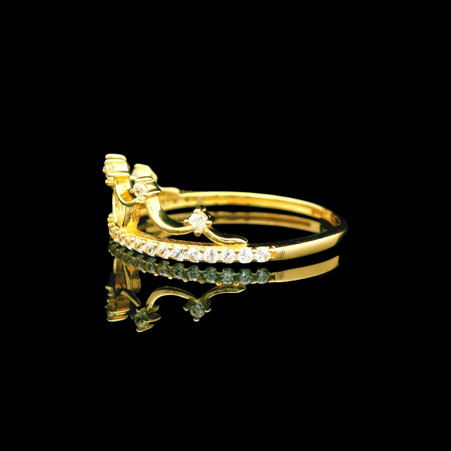 14K Gold Minimal Tiara Crown Ring With CZ Detail Band – 6mm