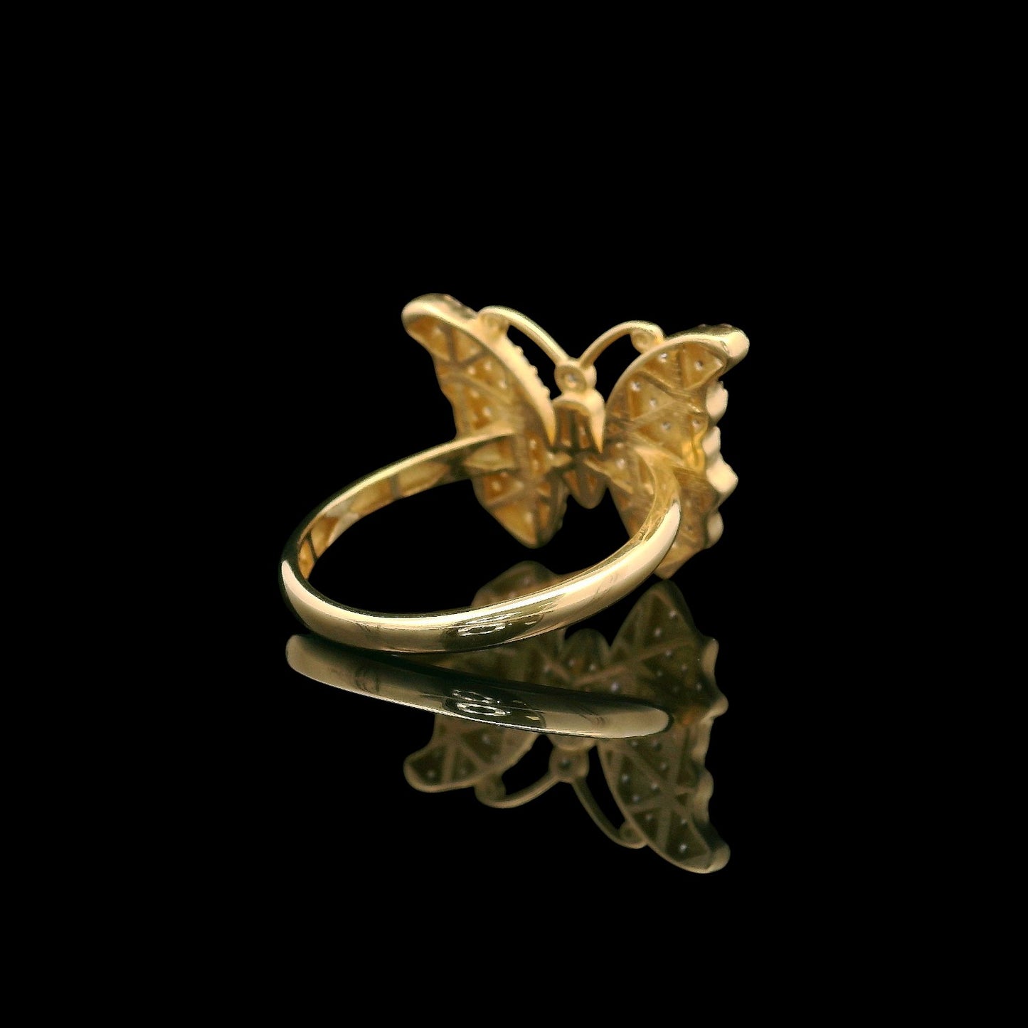 14K Solid Gold CZ Pavé Butterfly Ring (Select Your Size 6-10)