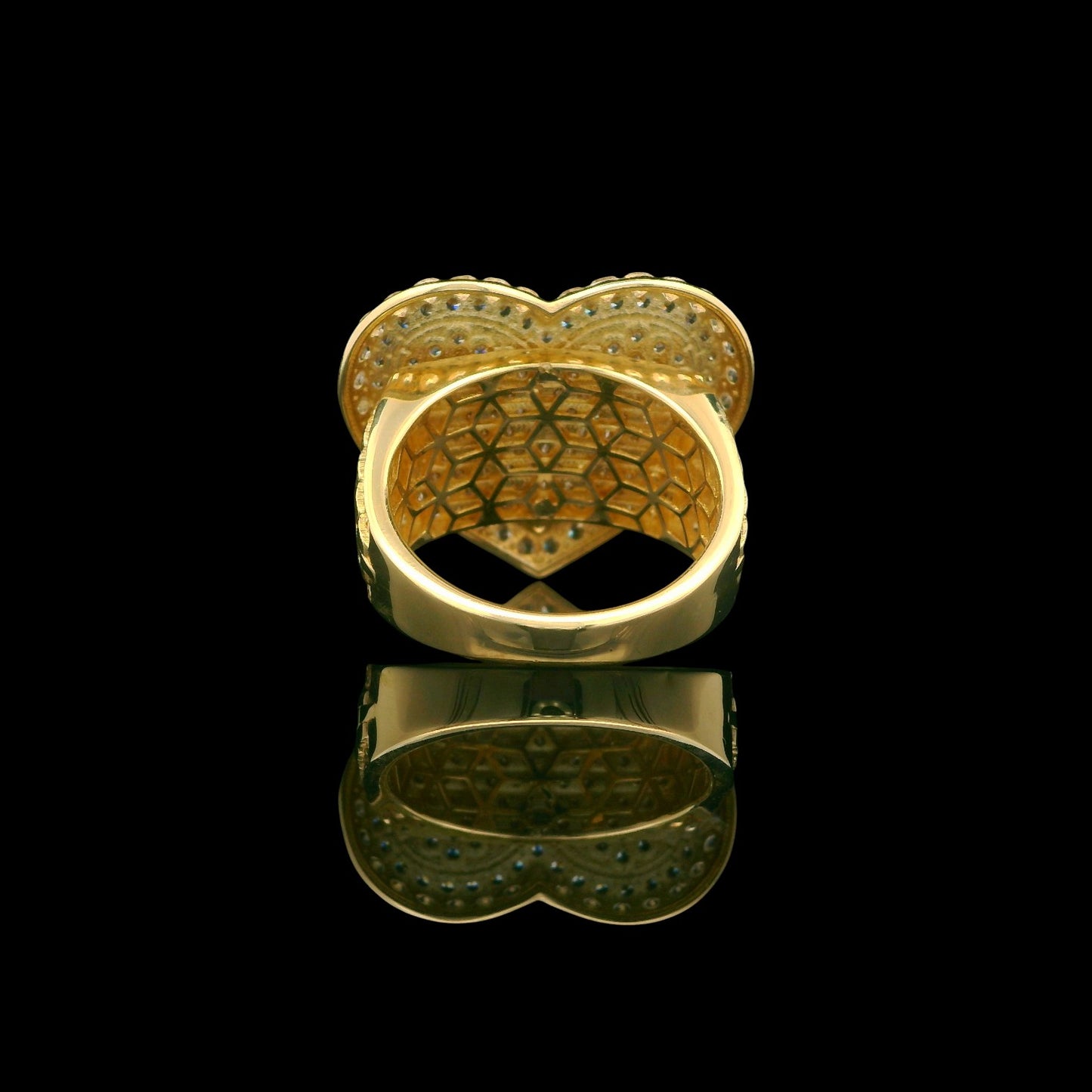 14K Yellow Gold Pavé CZ Heart Ring – 24mm (Select Your Size 6-9)