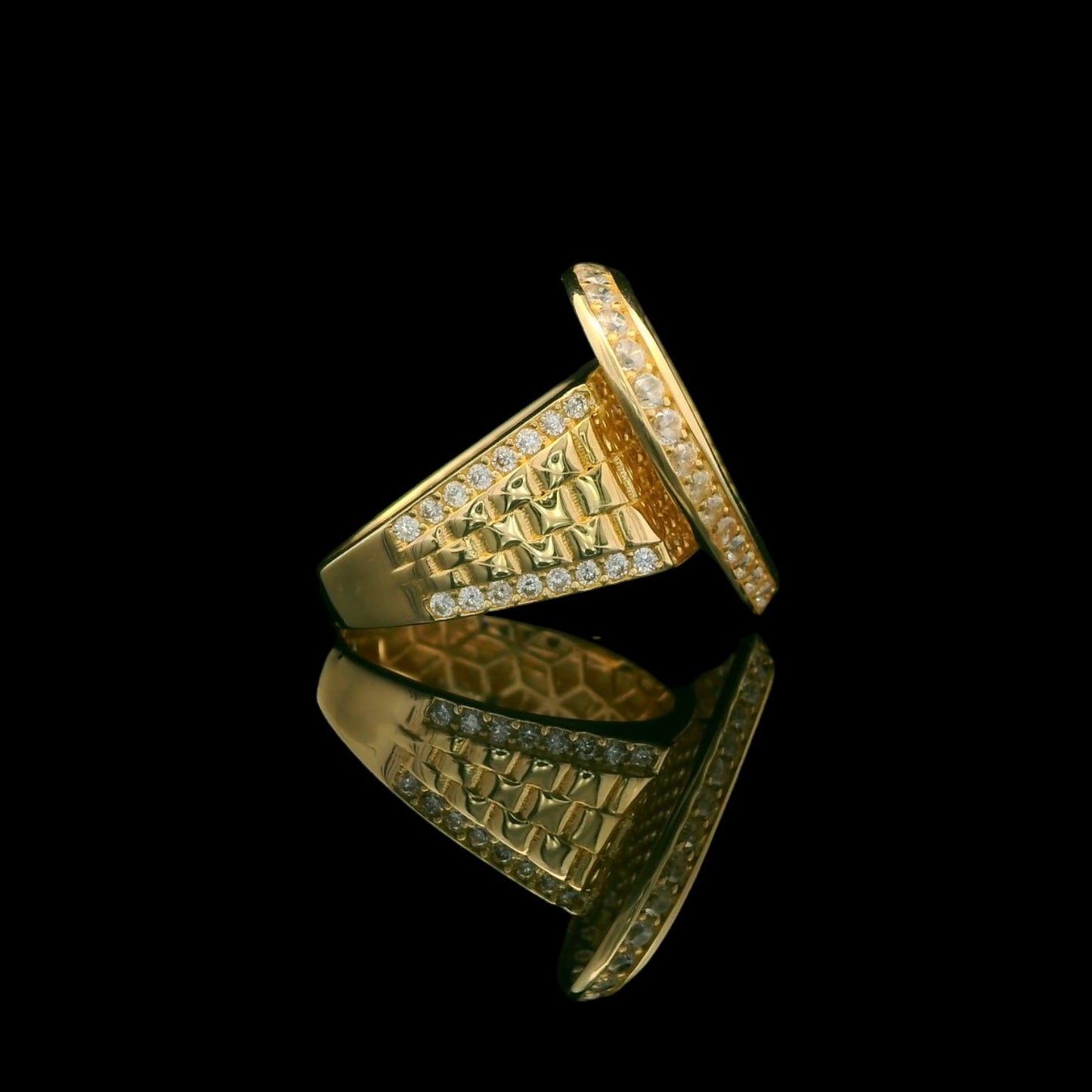 14K Yellow Gold Pavé CZ Heart Ring – 24mm (Select Your Size 6-9)