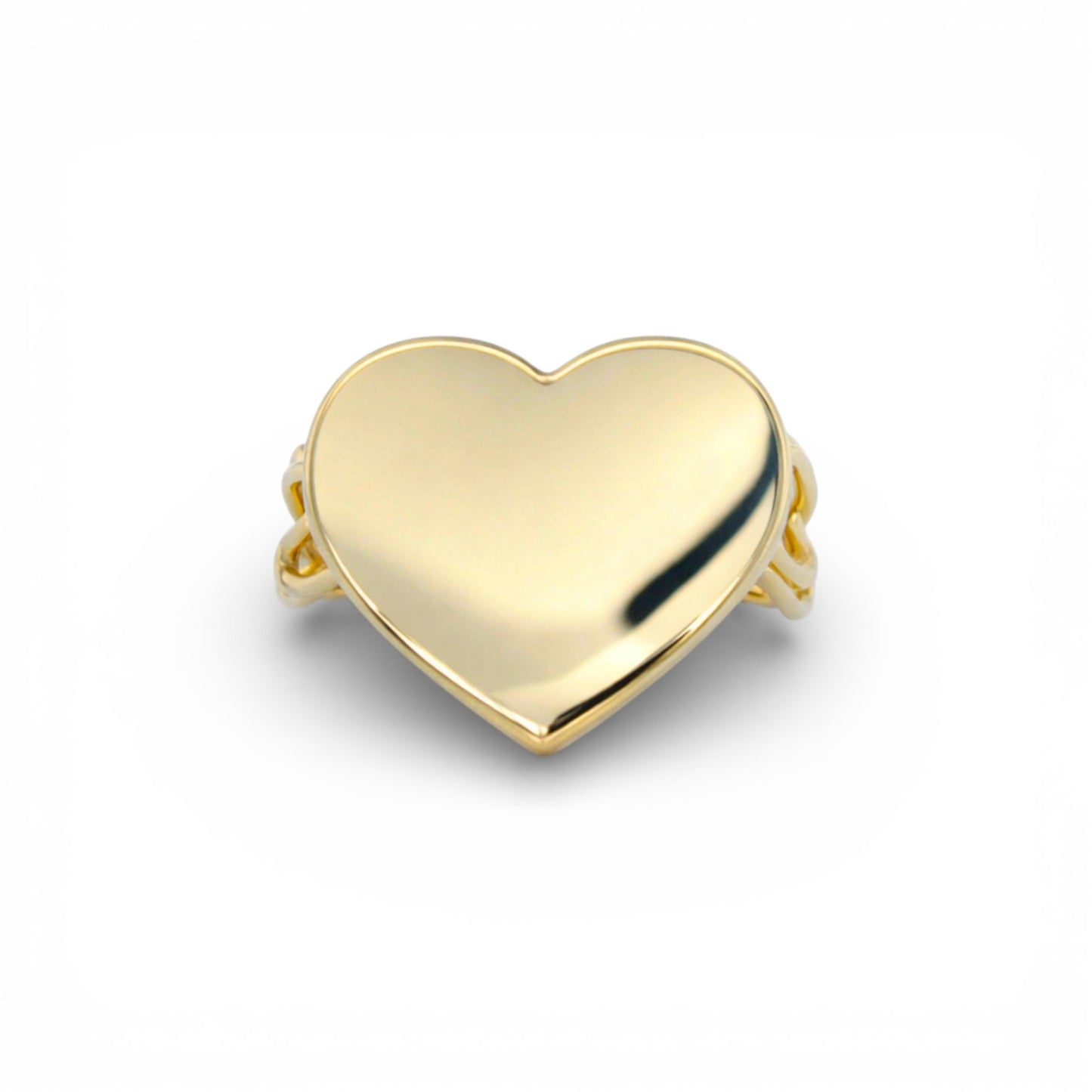 14K Yellow Gold Chino Link High Polish Heart Ring
