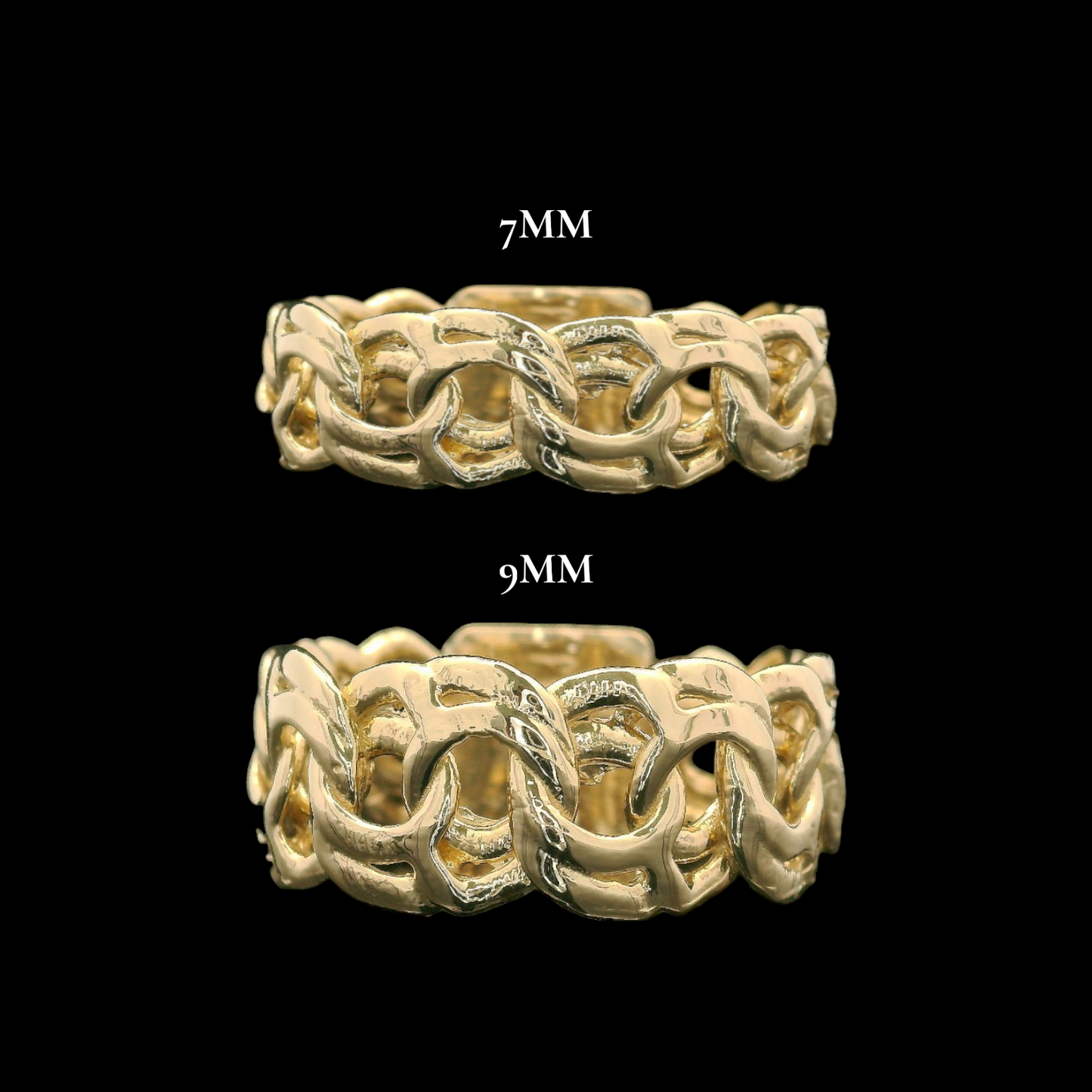 14K Yellow Gold Chino Link Band Ring –  (Select Your Size 7-12)
