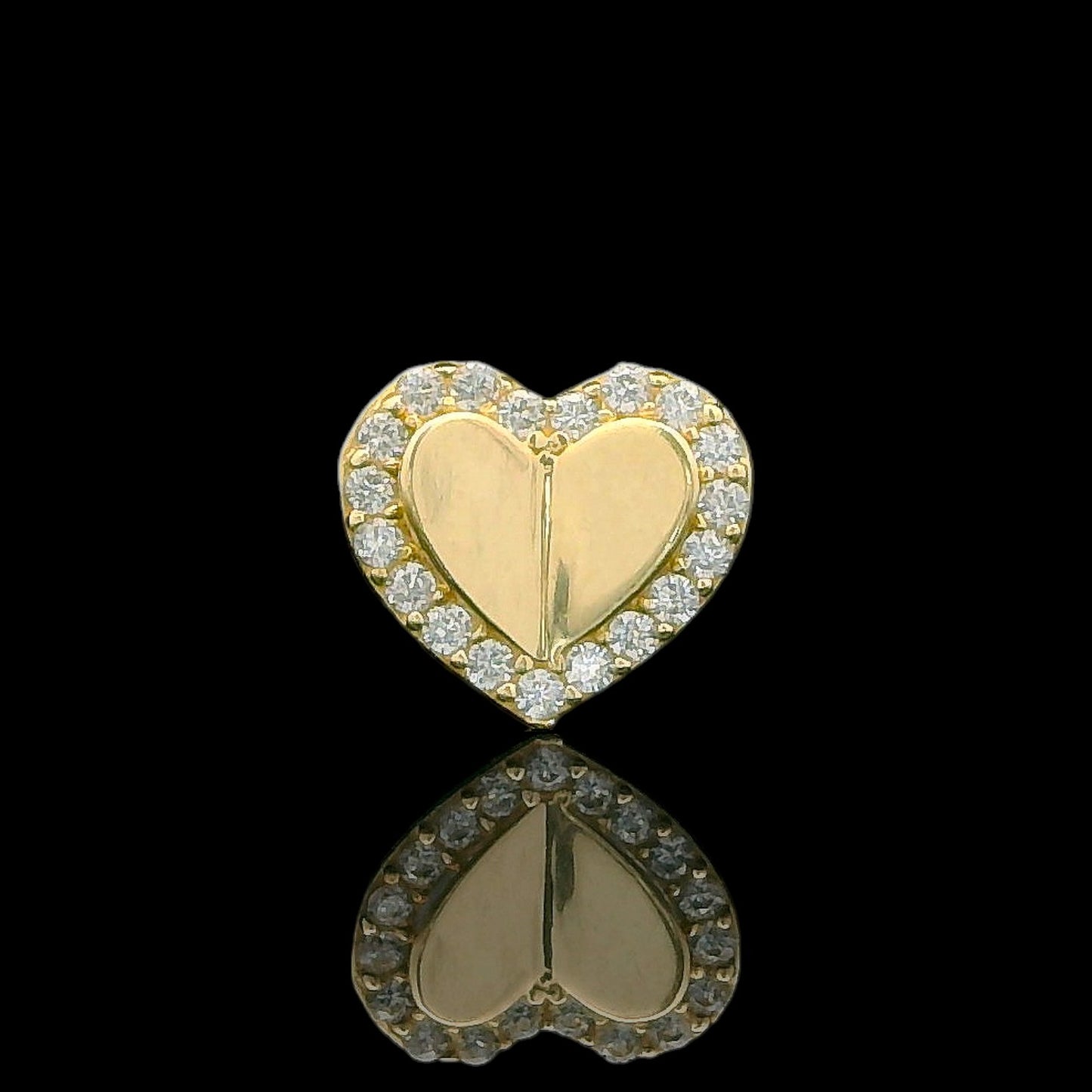 Pendiente de tortuga en oro italiano de 14 quilates con base de silicona con incrustaciones de oro (5,7 mm x 10,5 mm)