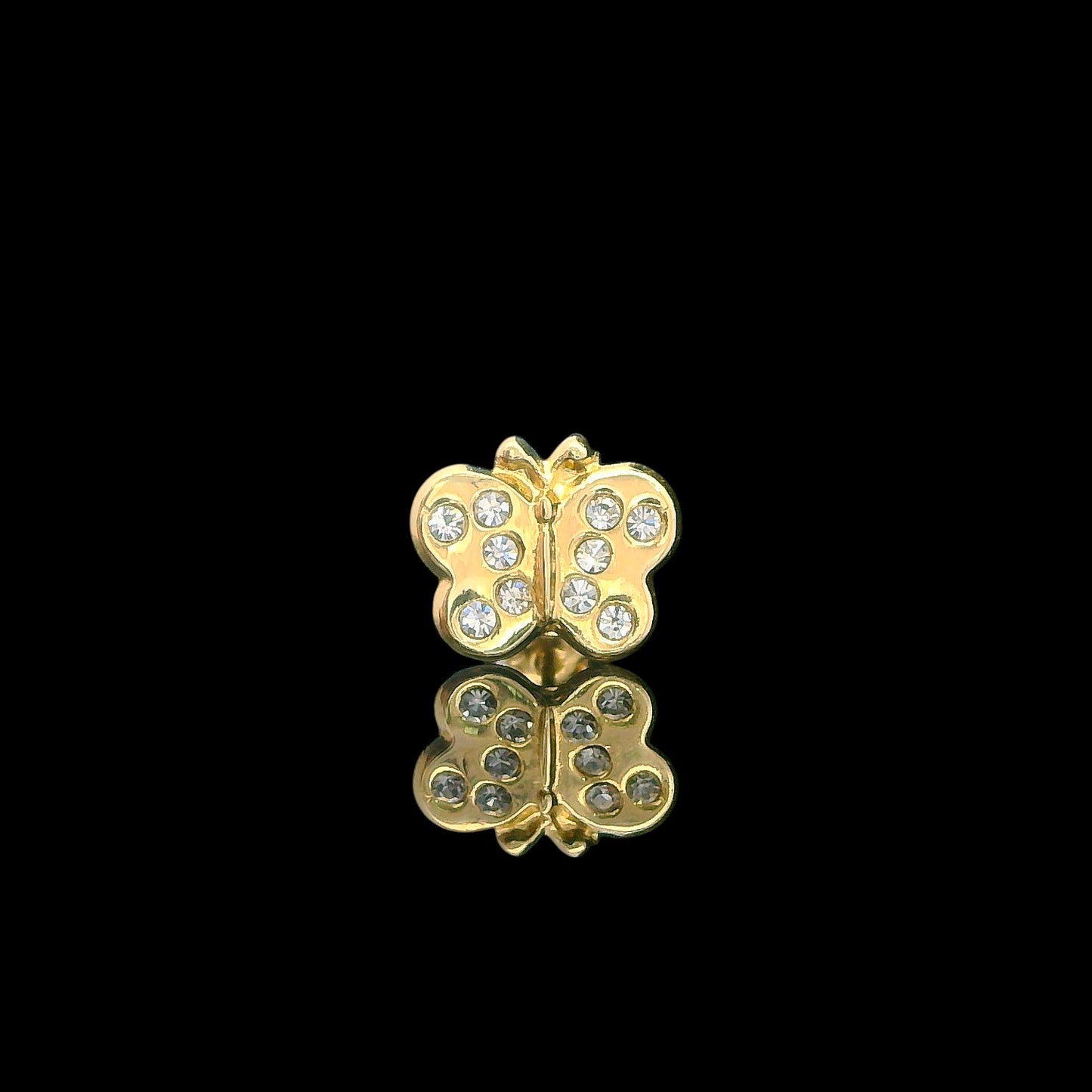 14K Gold 8mm Butterfly CZ Screw-Back Stud Earrings