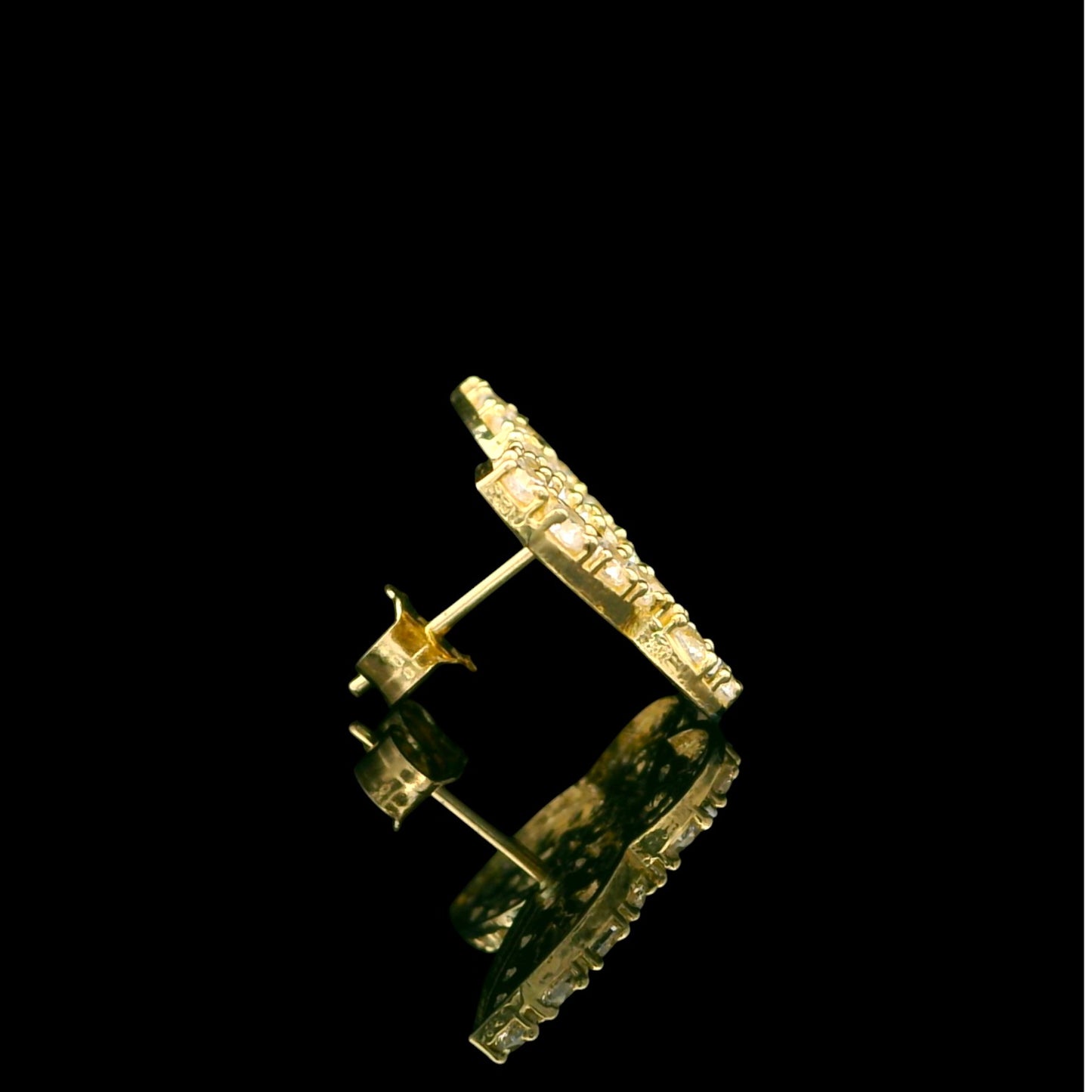 14K Yellow Gold Butterfly Nugget Earrings with CZ Halo - 13mm