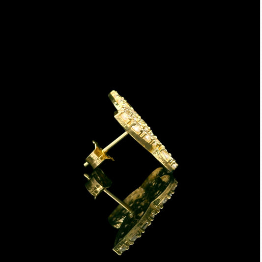 14K Yellow Gold Butterfly Nugget Earrings with CZ Halo - 13mm