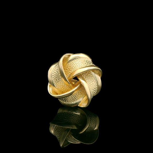 14K Yellow Gold Ribbon Stud Earrings – 15mm