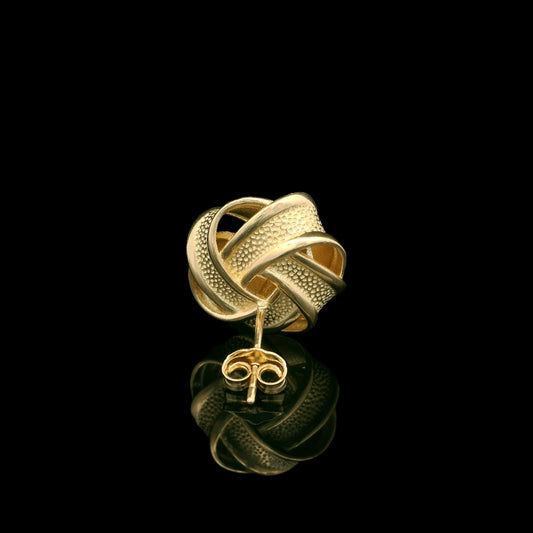 14K Yellow Gold Ribbon Stud Earrings – 15mm