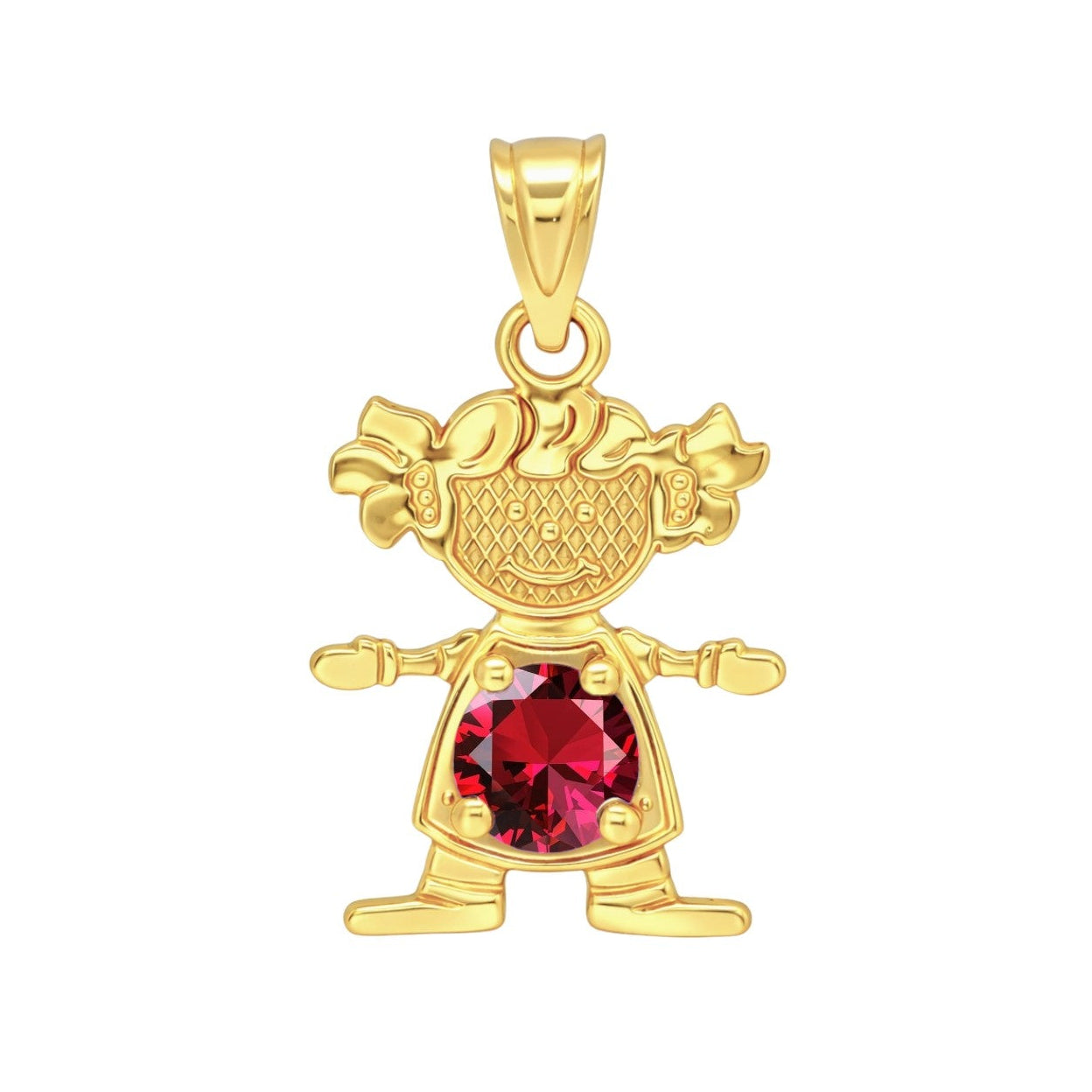 14K Gold Birthstone Boy & Girl Charm Pendants – 17mm CZ Stones by Month