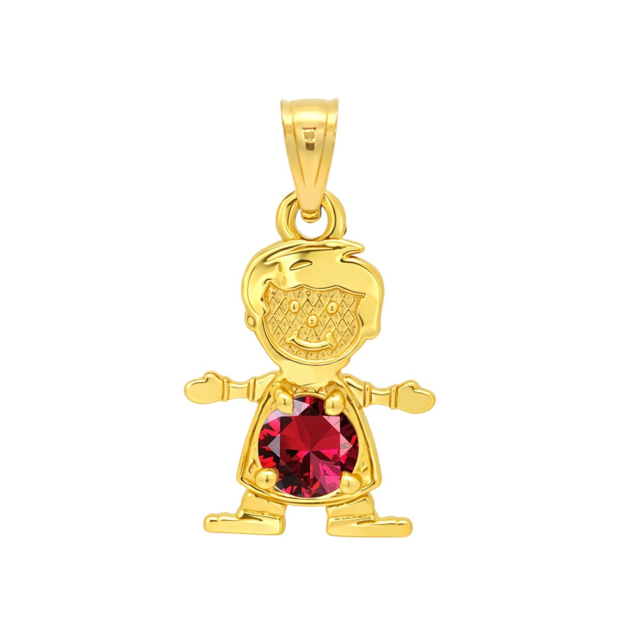 14K Gold Birthstone Boy & Girl Charm Pendants – 17mm CZ Stones by Month