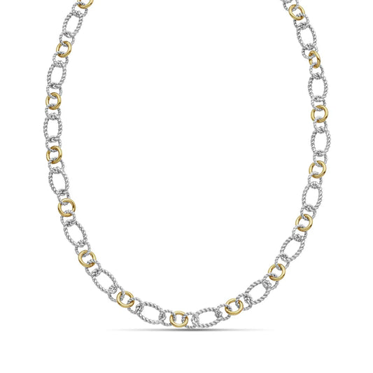 Silver & 18K Alternata Cable Chain Link Necklace