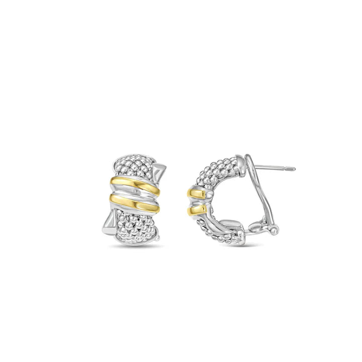 Silver & 18K Gold Prosecco Knot Huggie Earrings