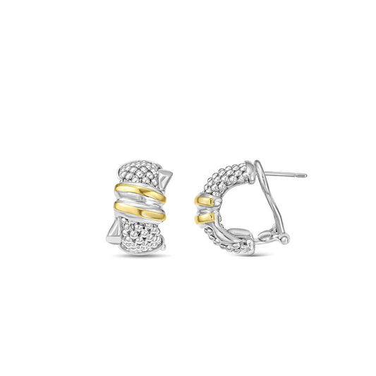 Silver & 18K Gold Prosecco Knot Huggie Earrings
