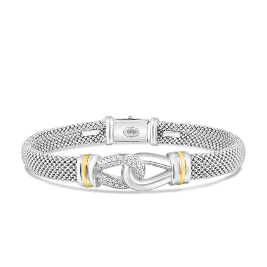 Silver & 18K Gold Interlocking Diamond Prosecco Bracelet