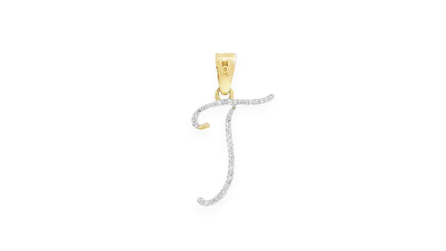 Diamond Script Initial Pendant