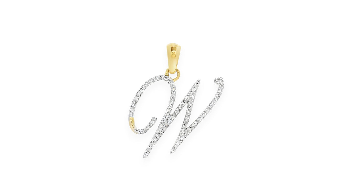 Diamond Script Initial Pendant