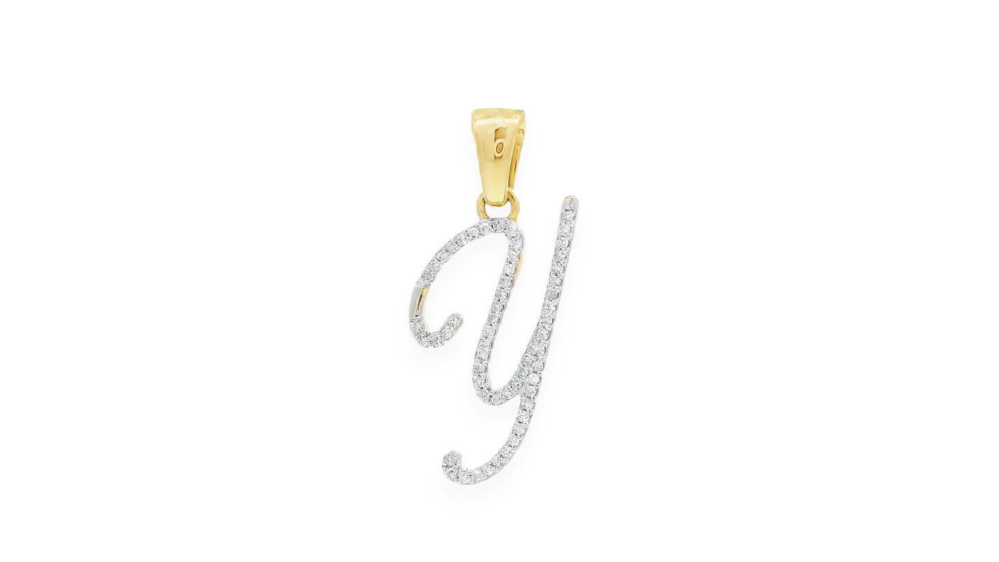 Diamond Script Initial Pendant