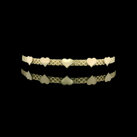 14K Yellow Gold Hearts Chain Bracelet – 7"