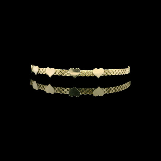 14K Yellow Gold Hearts Chain Bracelet – 7"