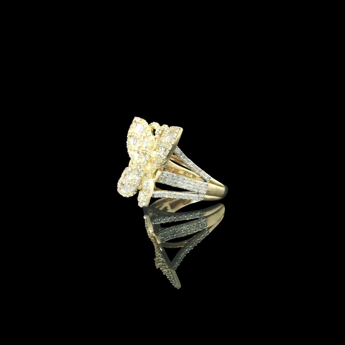 Butterfly Diamond Yellow Gold Ring