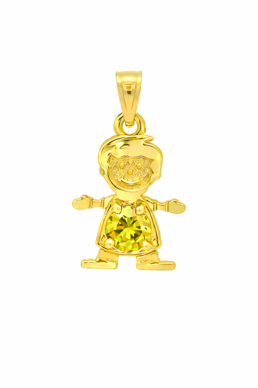 14K Gold Birthstone Boy & Girl Charm Pendants – 17mm CZ Stones by Month