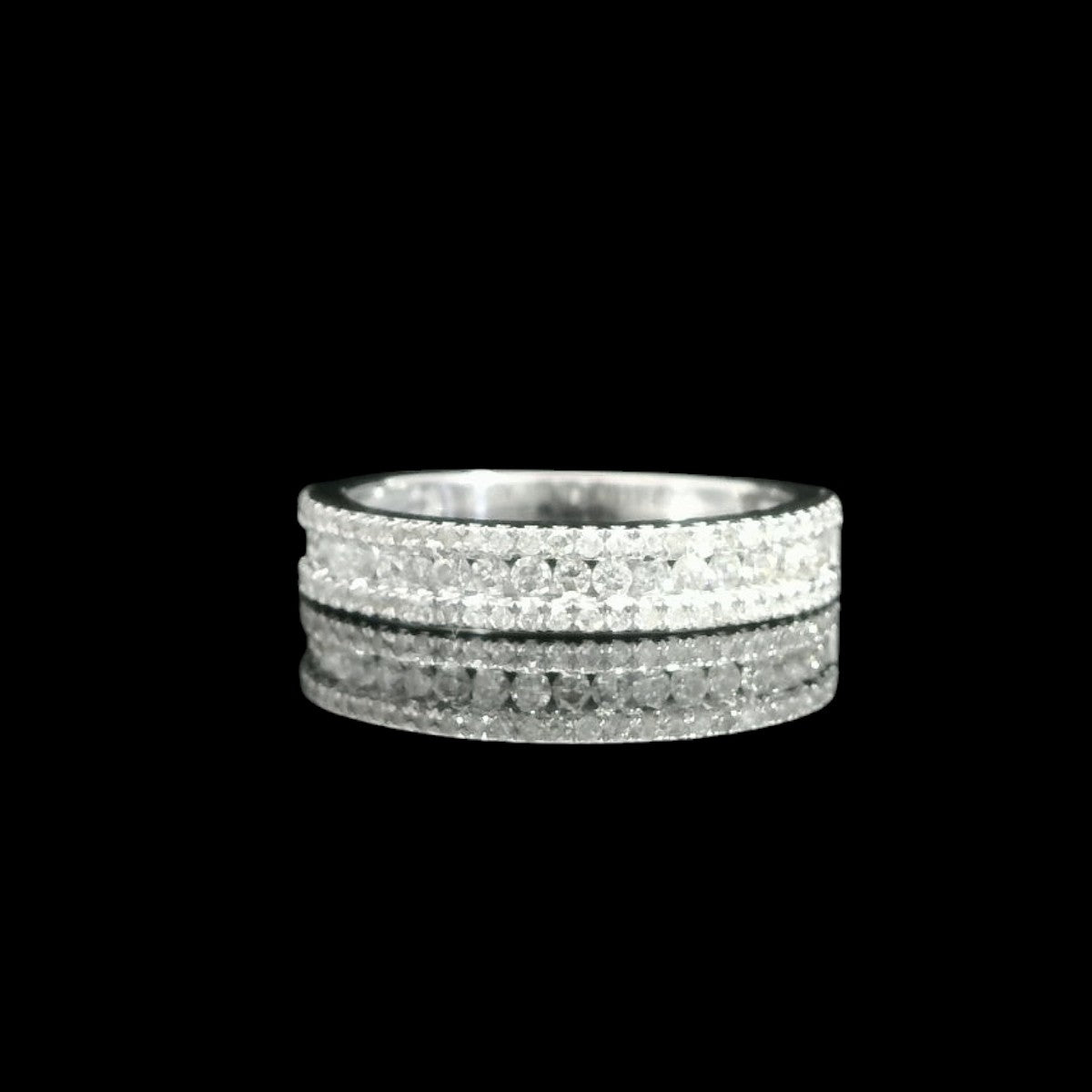 14K White Gold Wedding Band Duo with Pear-Shaped Diamond Cluster