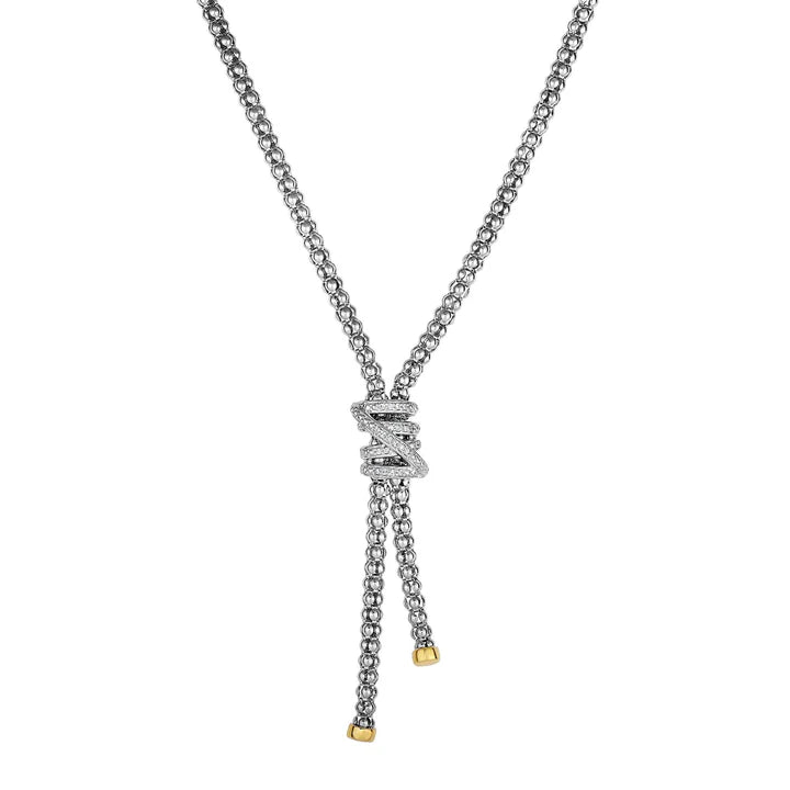 Phillip Gavriel Silver & 18K Gold Prosecco Tally Diamond Lariat Necklace